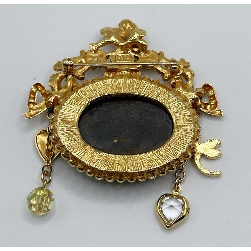 Kirks‎ Folly Twin Ladies Cameo Cherub Bows Pin Brooch - Picture 2 of 5